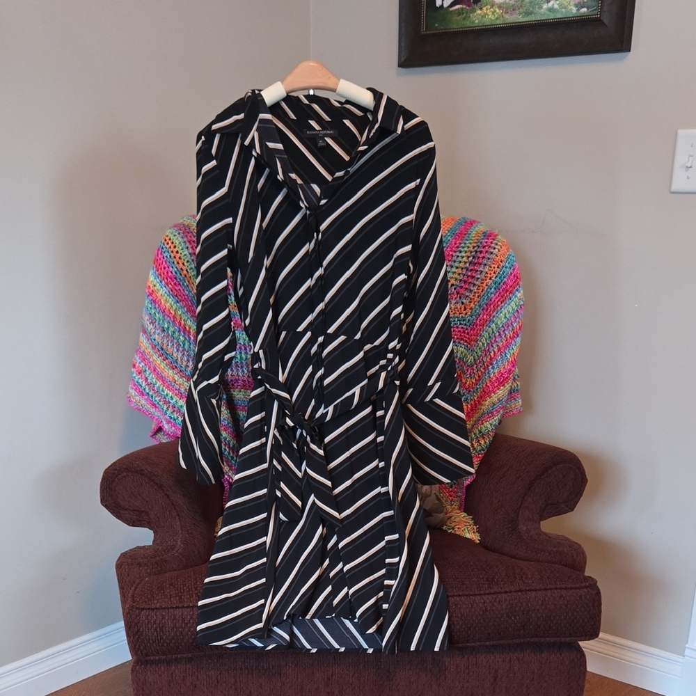 Banana Republic Diagonal Striped Button Up Shirt Dress